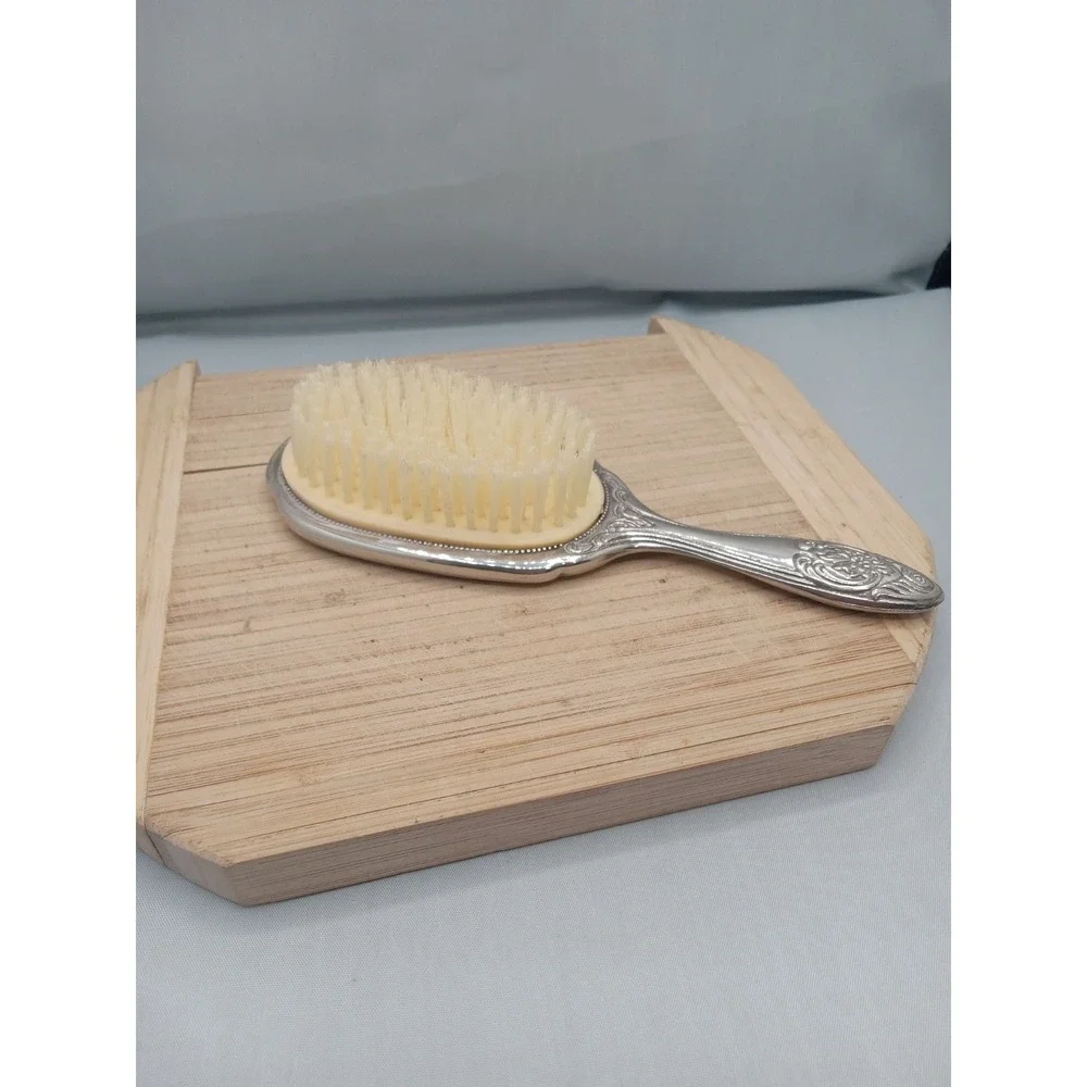 Vintage Silver Plated Hair Brush Decorative Dresser‎ Brush Mid-Century
